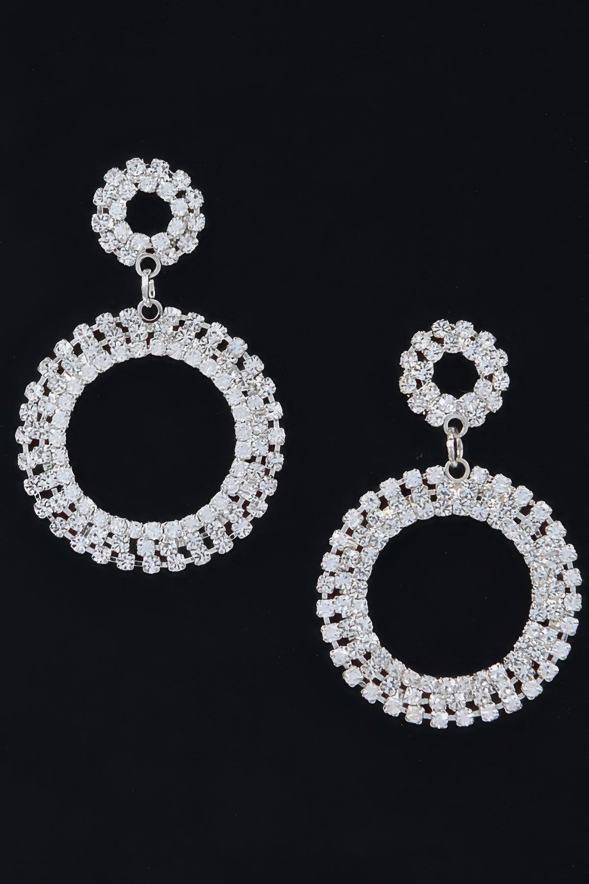 Rhinestone Round Circle Dangle Earring