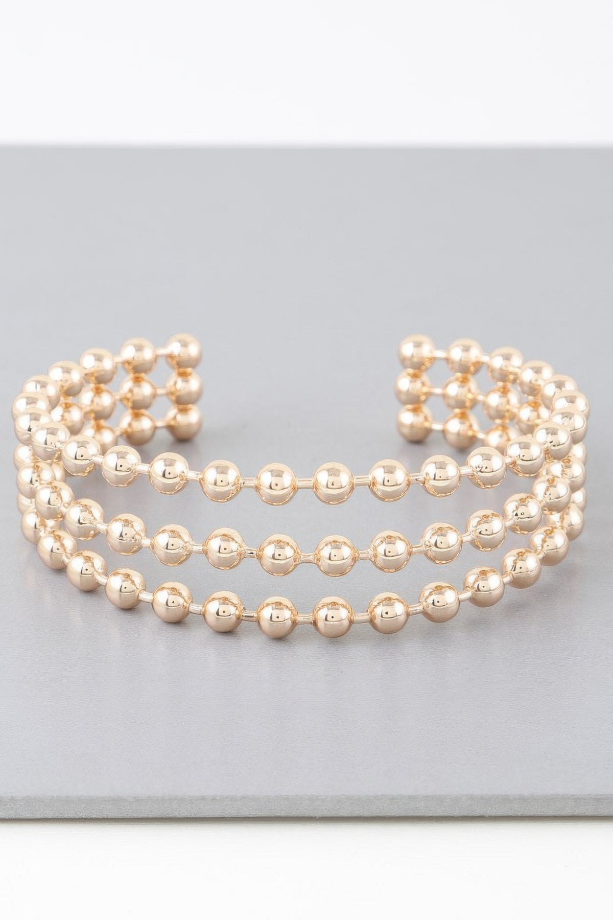 Wide Triple Beaded Cuff Bracelet