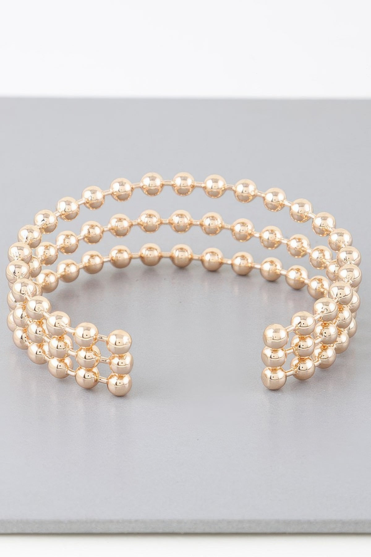 Wide Triple Beaded Cuff Bracelet