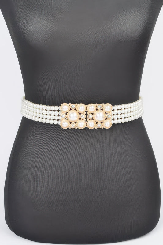 Faux Pearl Elastic Belt