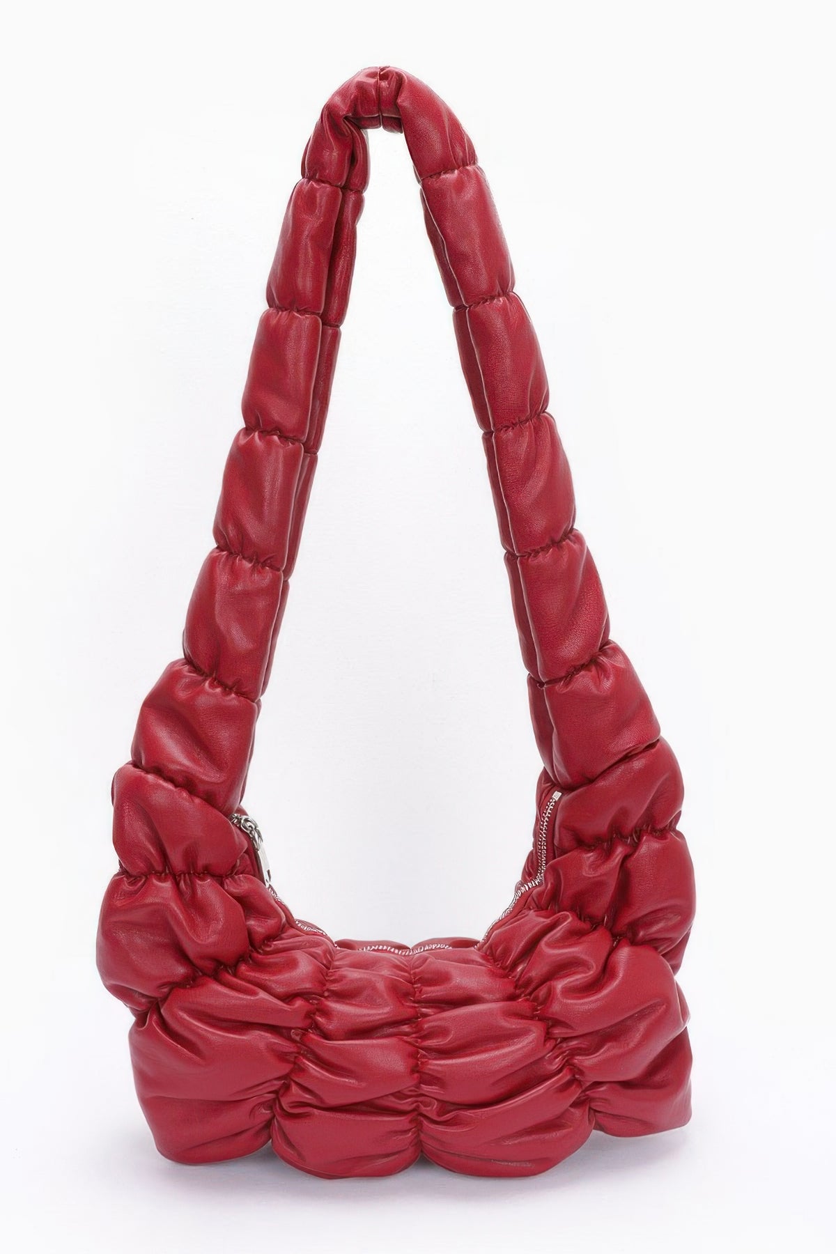 Pleated Faux Leather Crossbody Bag