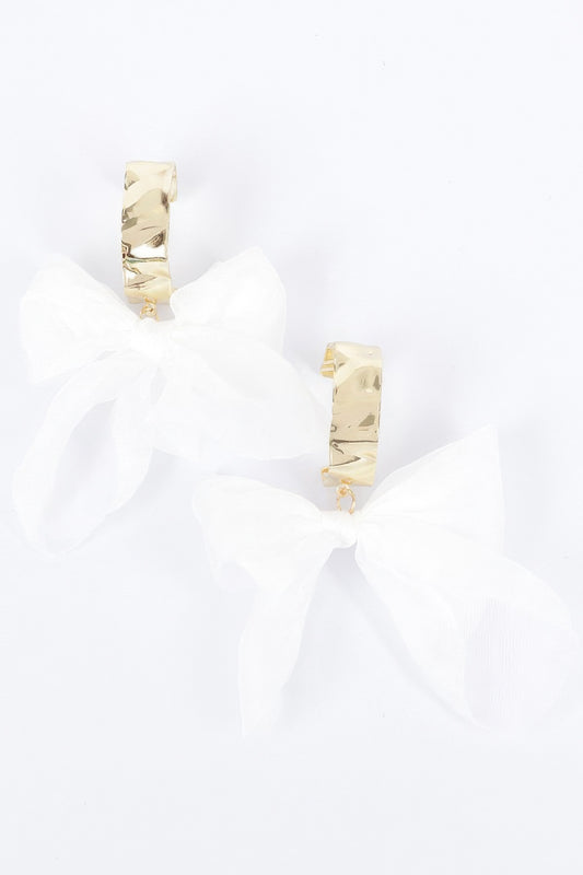 Metal Fabric Flower Earring