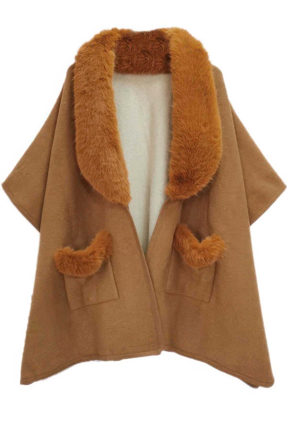 Faux Fur Collar Kimono