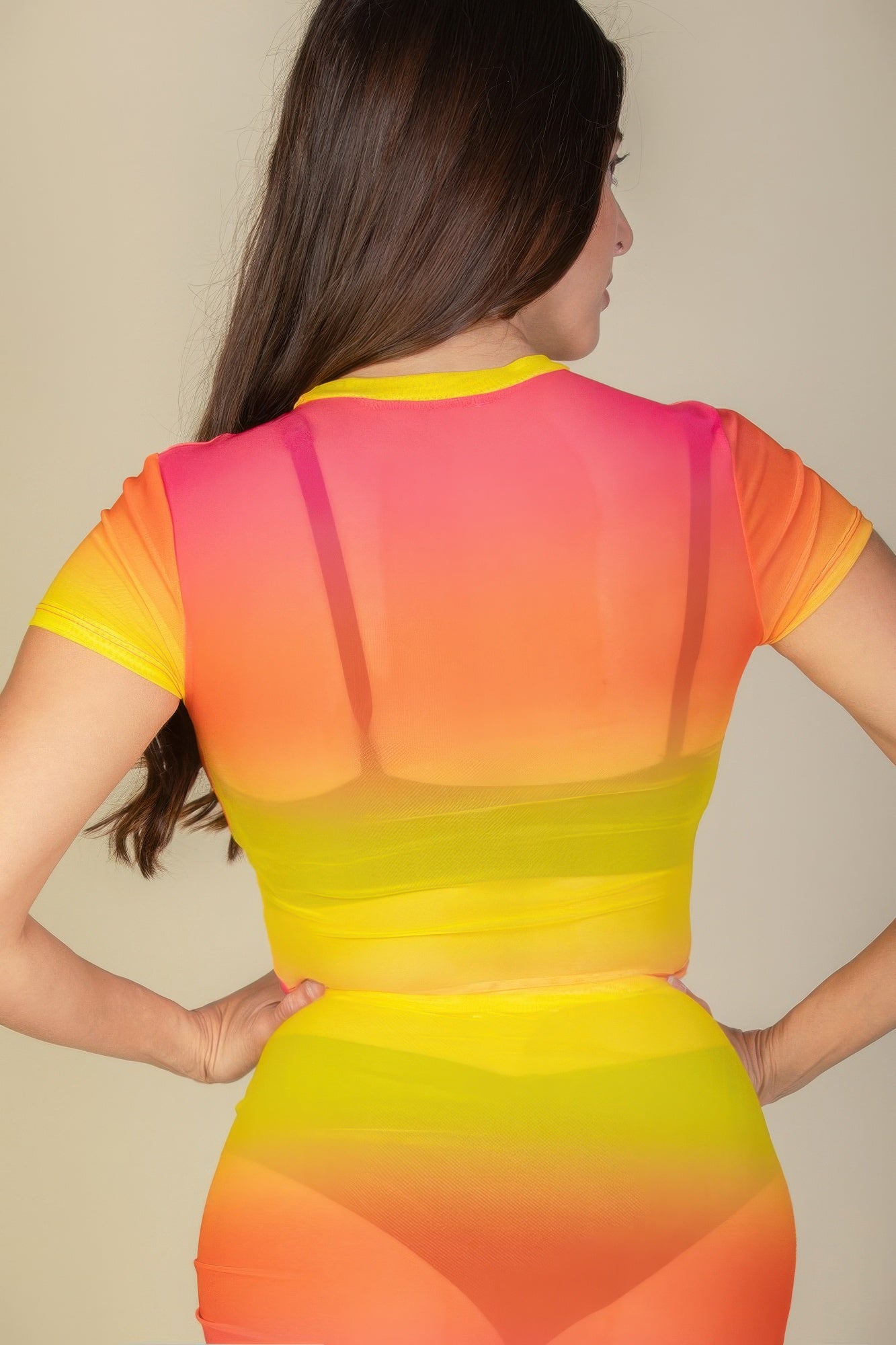 Sexy Mesh Sheer Short Sleeve Crop Top