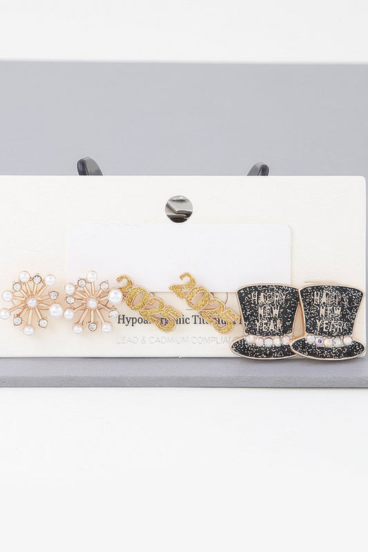 Multi 2025 New Year Earrings Set