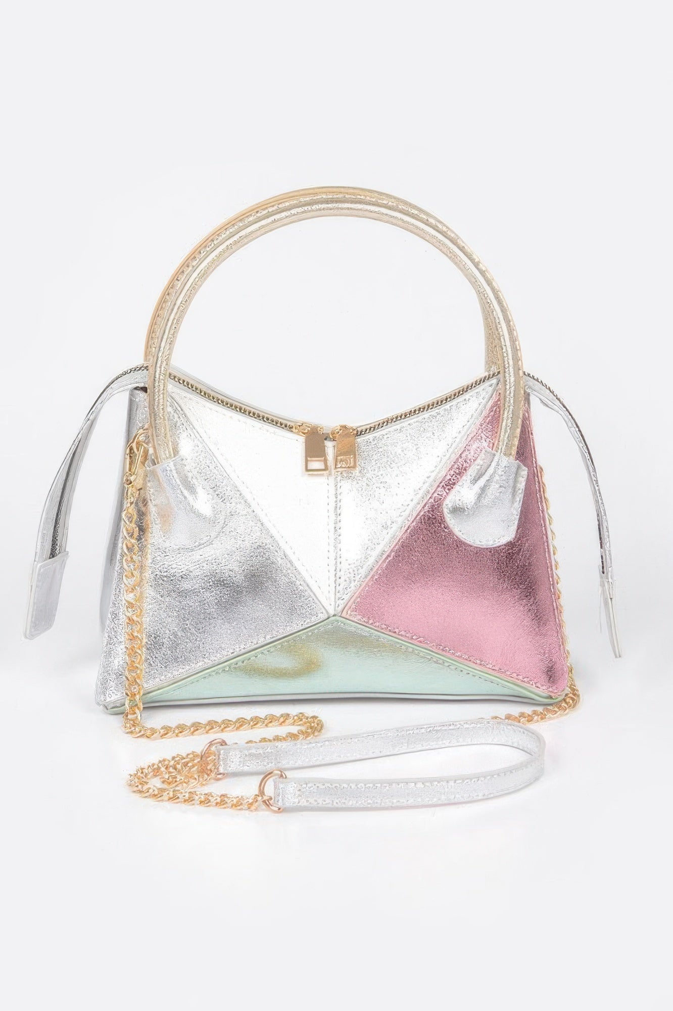 Metallic Multi Color Top Handle Bag