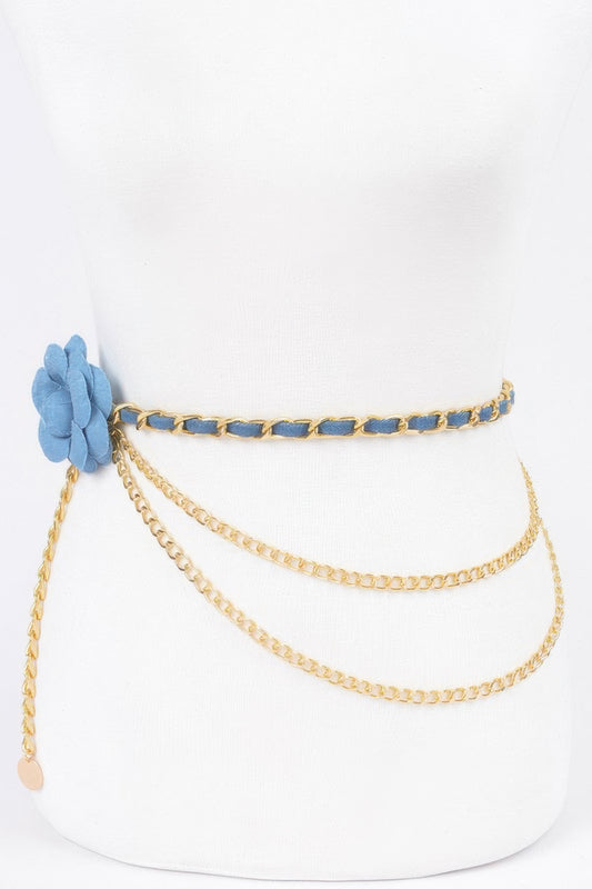 Flower Metal Double Layered Plus Size Chain Belt