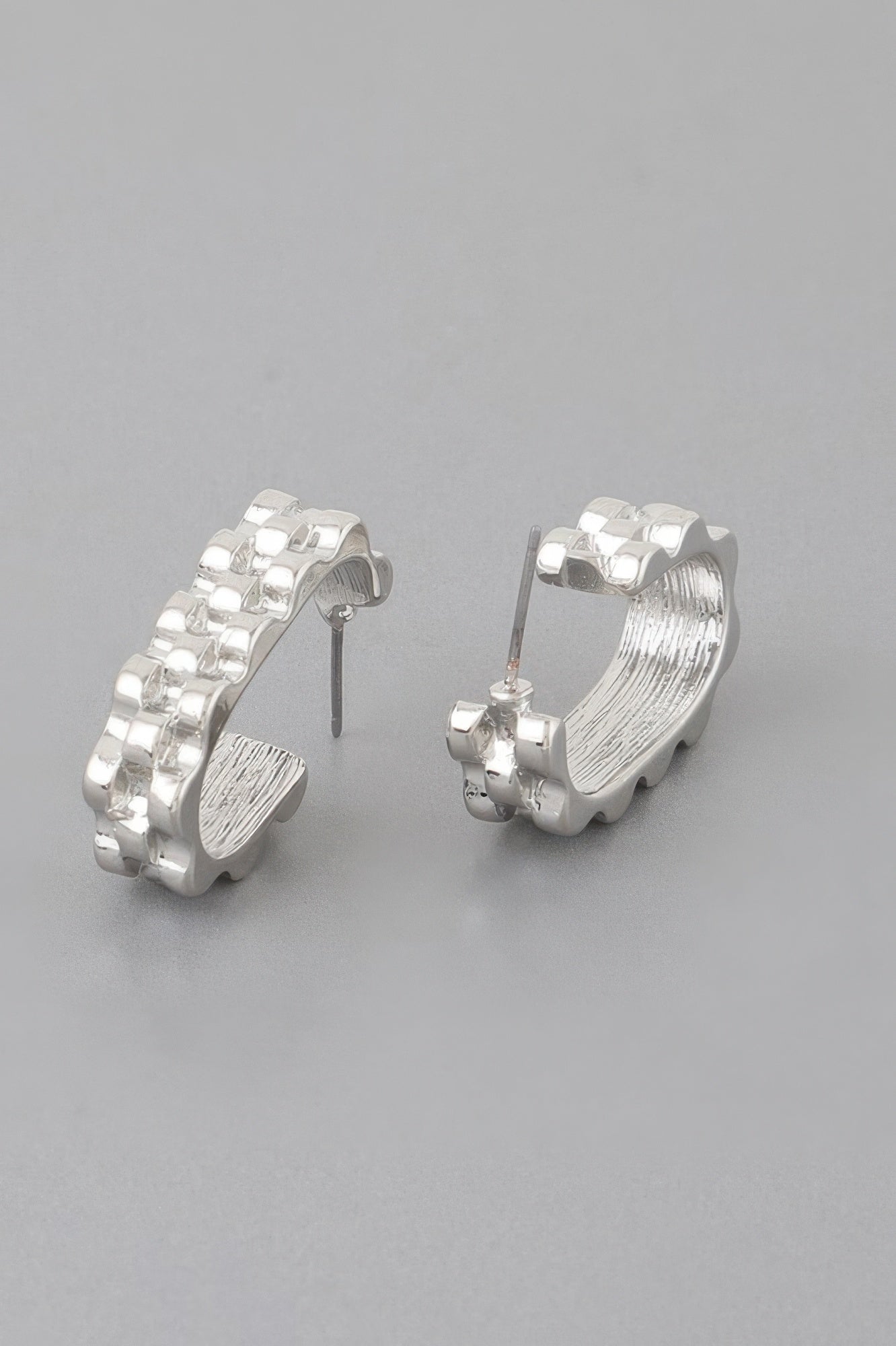 Textured Ware Brass Cuff Earrings