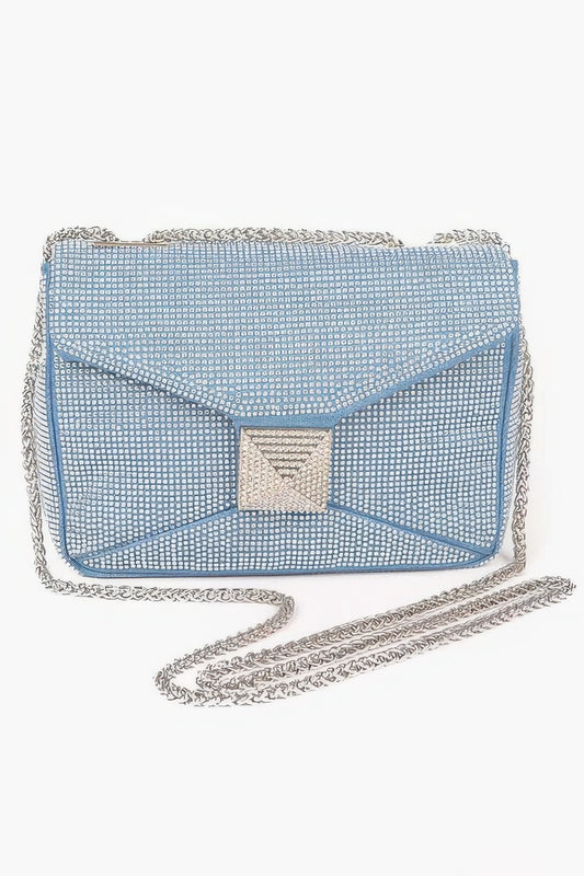 Hot Fix Rhinestone Denim Clutch