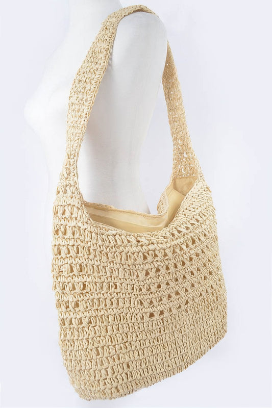 Faux Straw Oversized Shoulder Bag