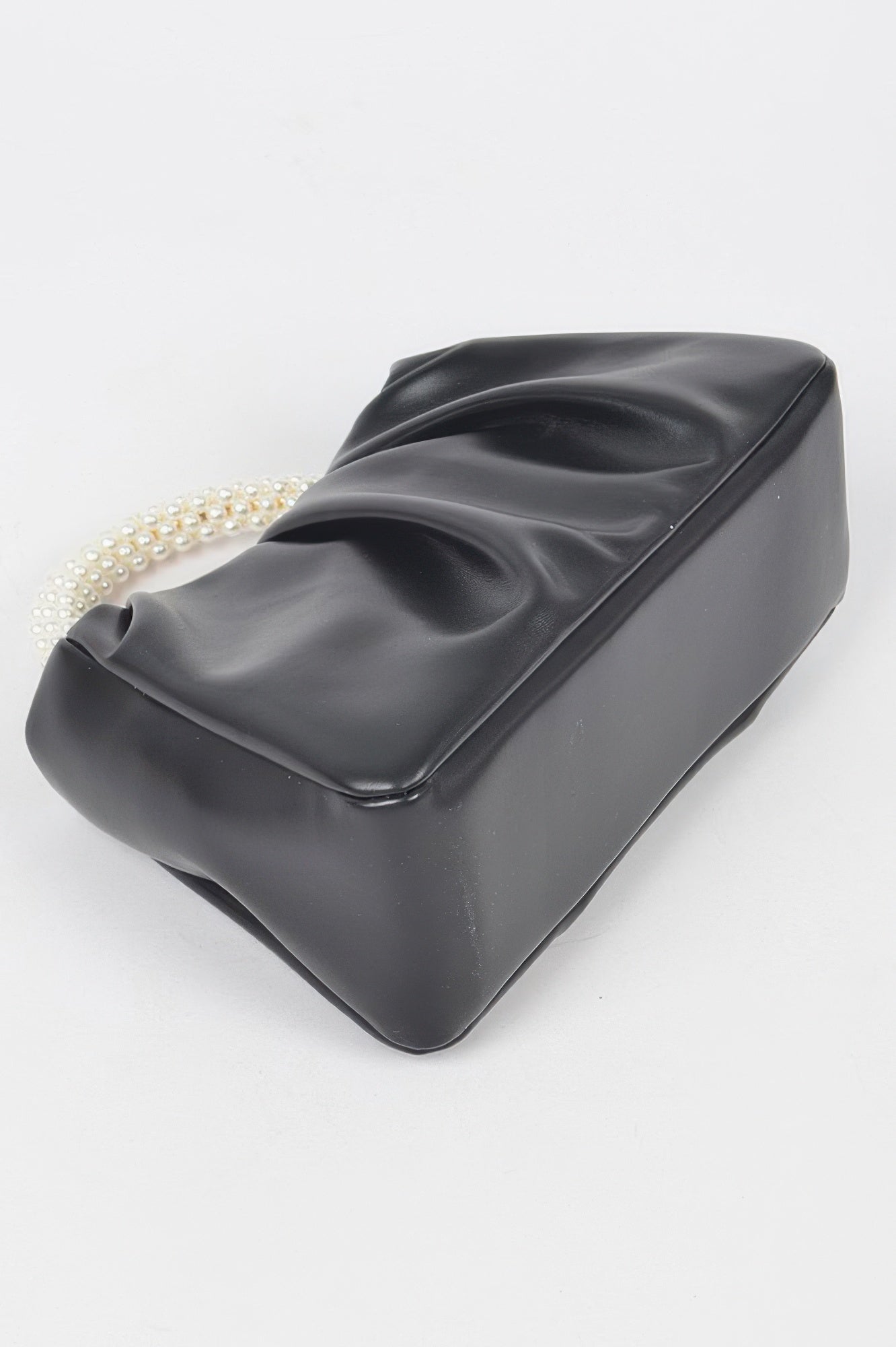 Faux Leather Pearl Handle Crossbody Bag