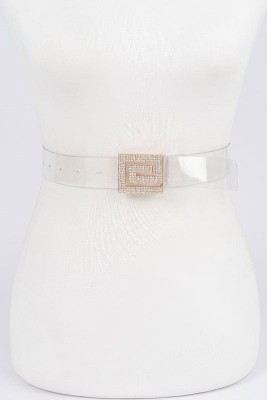 Rhinestone Buckle Vegan Belt