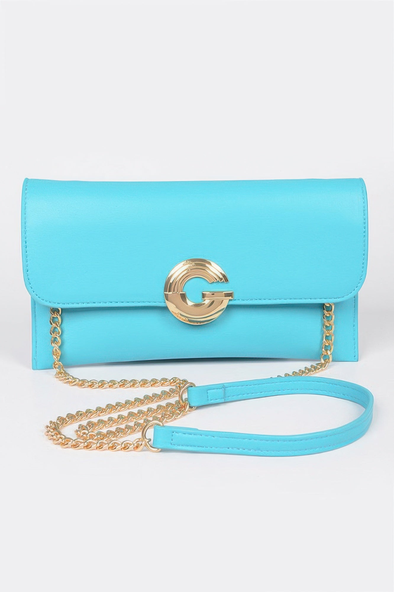 Faux Leather G Buckle Clutch