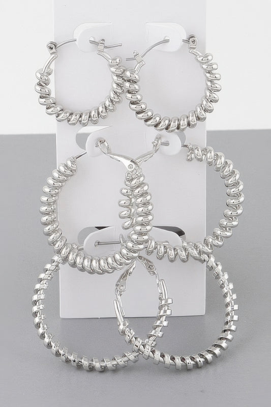 Multi Wrapped Hoop Earrings Set