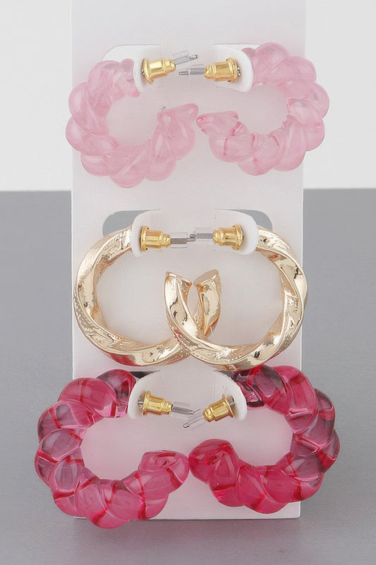 Multi Twisted Hoop Earrings Set — Style 2