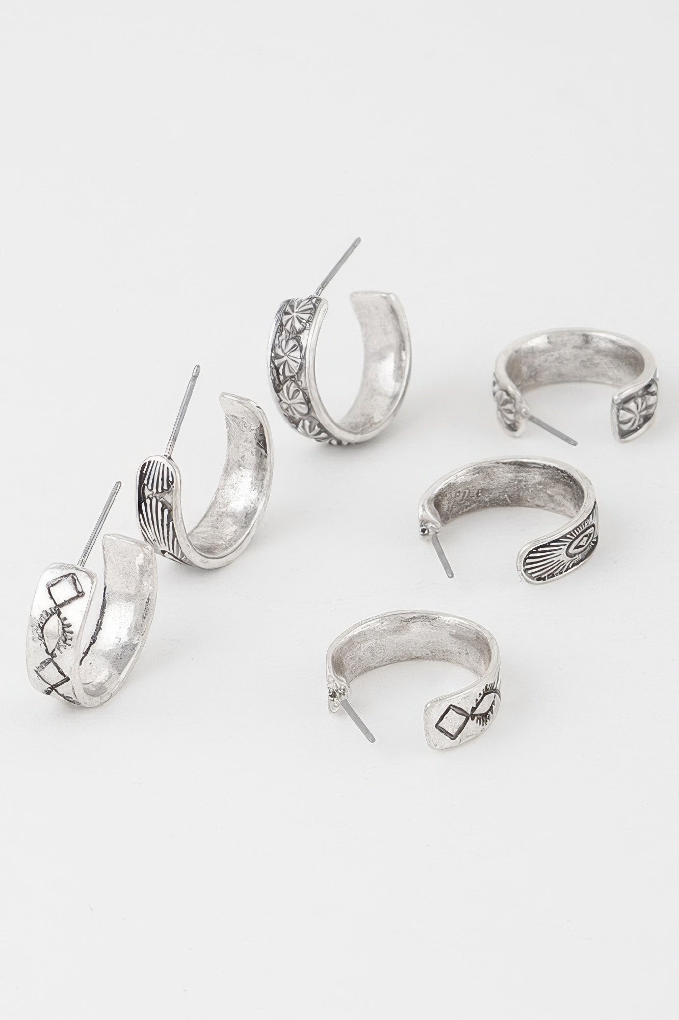 Multi Antique Hoop Earrings Set