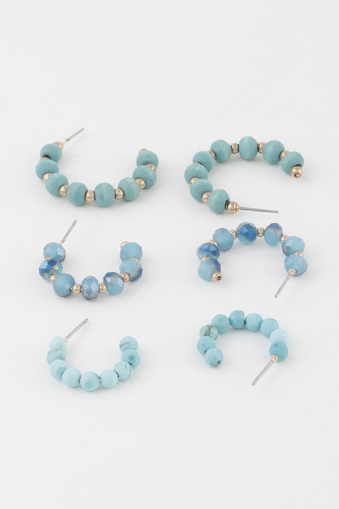 Crystal Bead Hoop Earrings Set