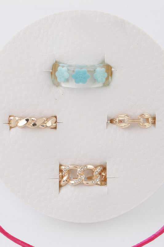 Flower N Chain Rings Set