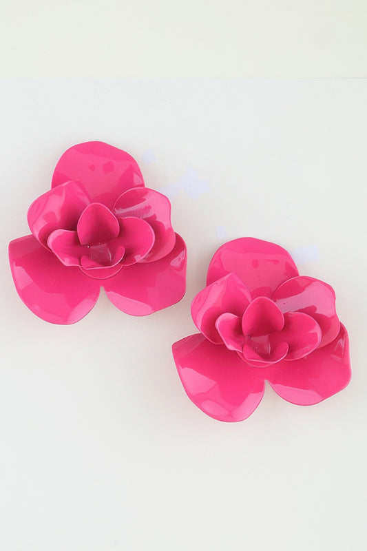 Polished Blooming Rose Stud Earrings