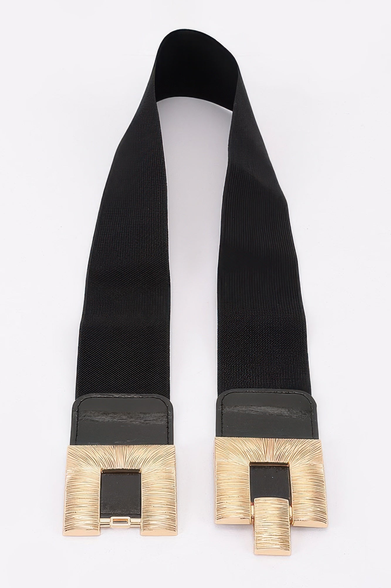 Vegan Leather Metal Buckle Elastic Plus Size Belt