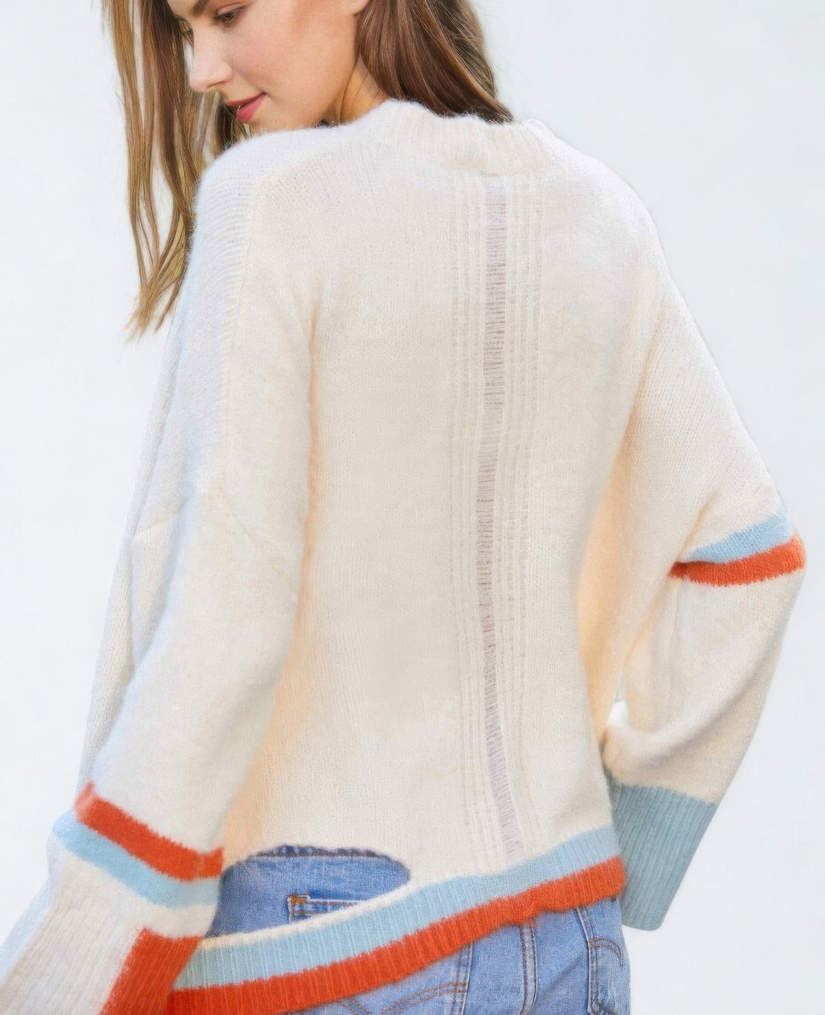 Color Block Sweater With Cut Out — Style 1