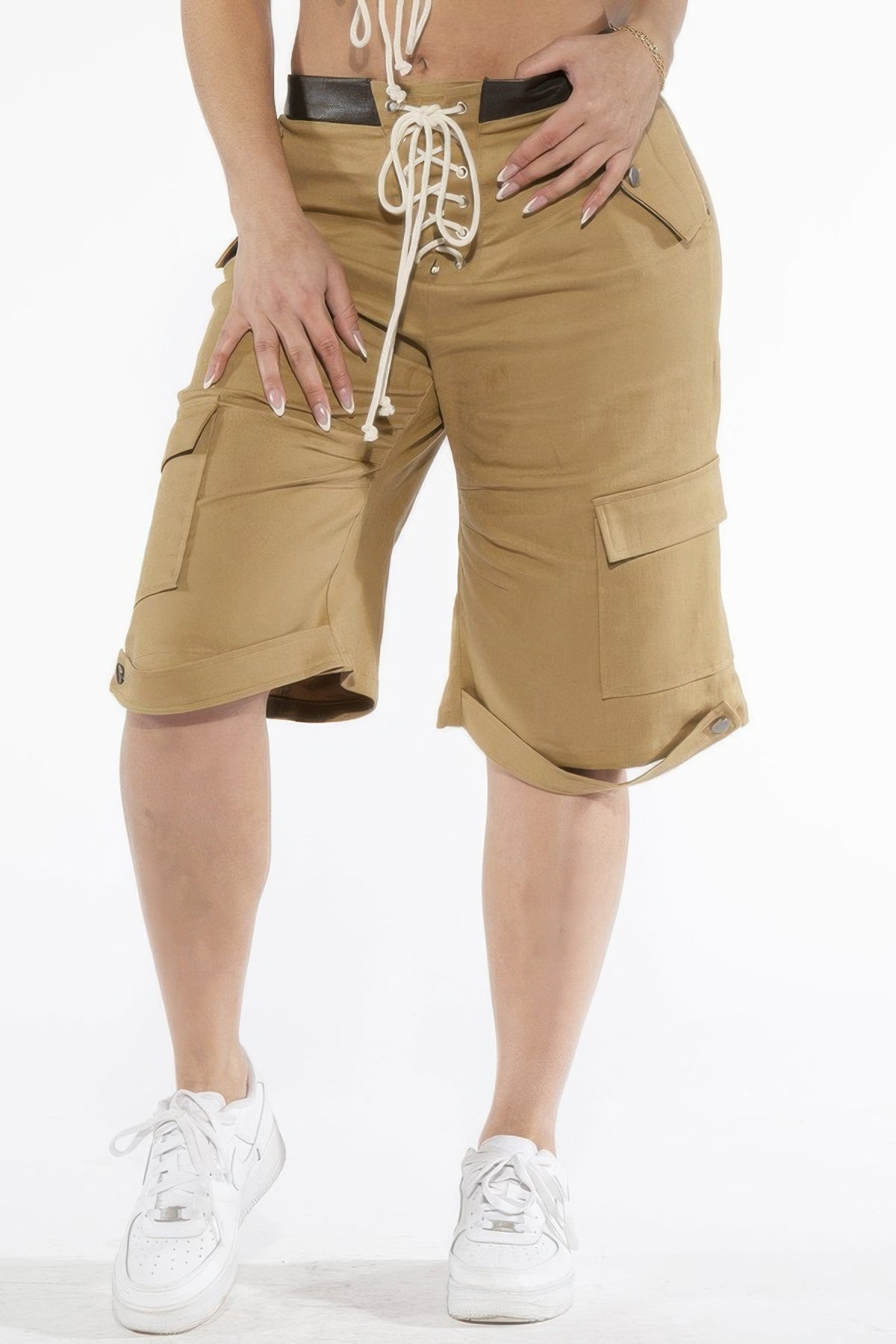 Utility Lace-up Cargo Bermuda Shorts