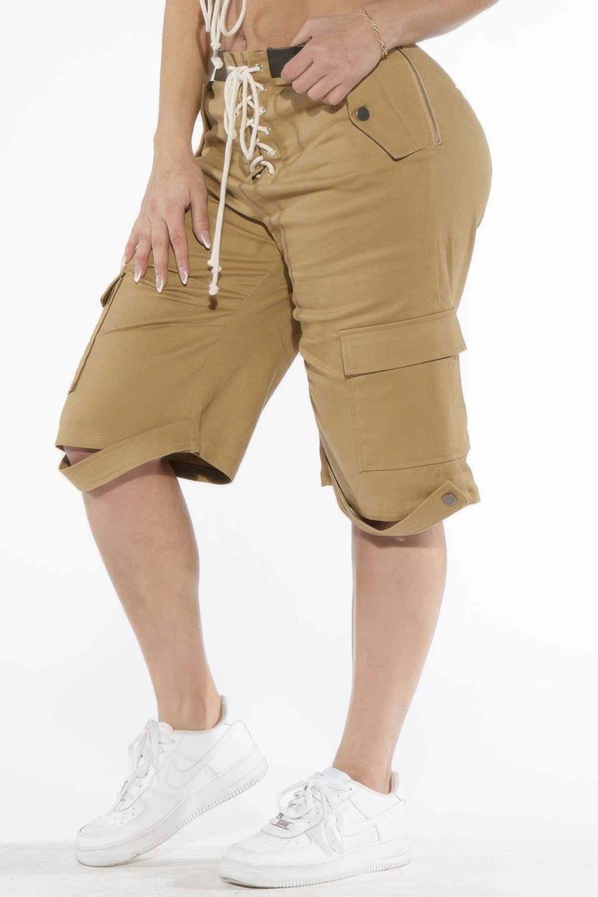 Utility Lace-up Cargo Bermuda Shorts