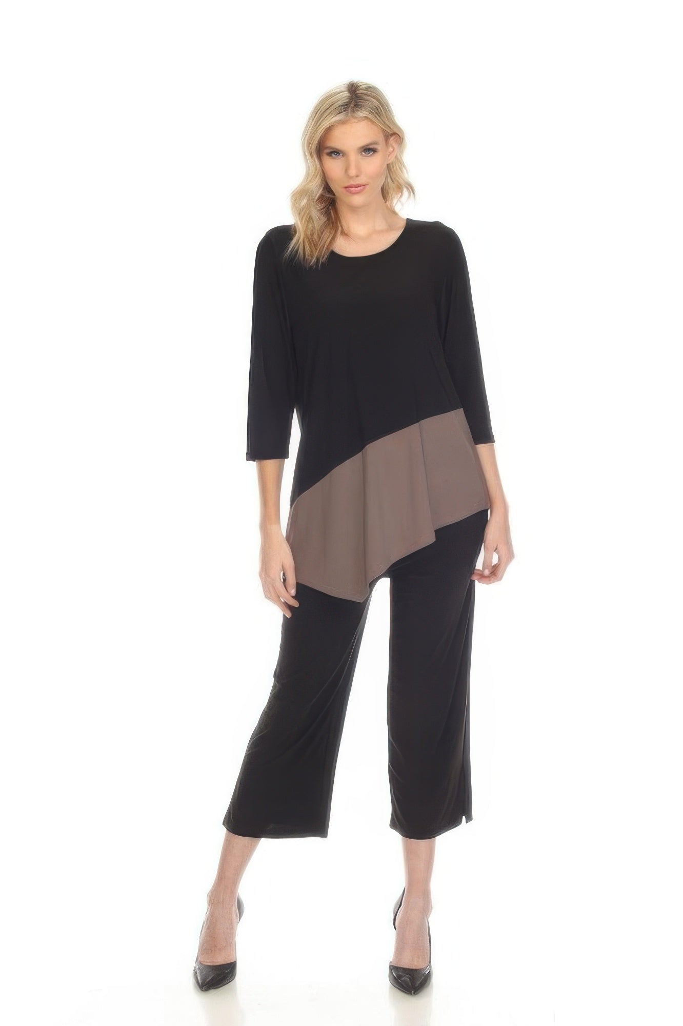 Color Block Quarter Sleeve Top